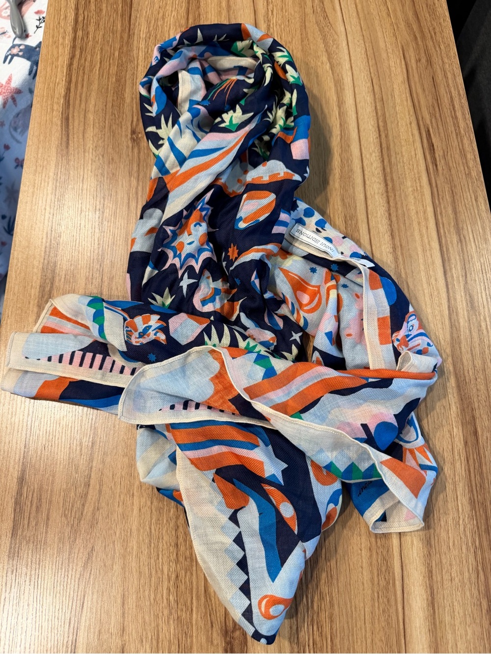 Inoui Editions 100% Wool Illustrated Art Scarf Multicolor French Designer - Picture 2 of 13